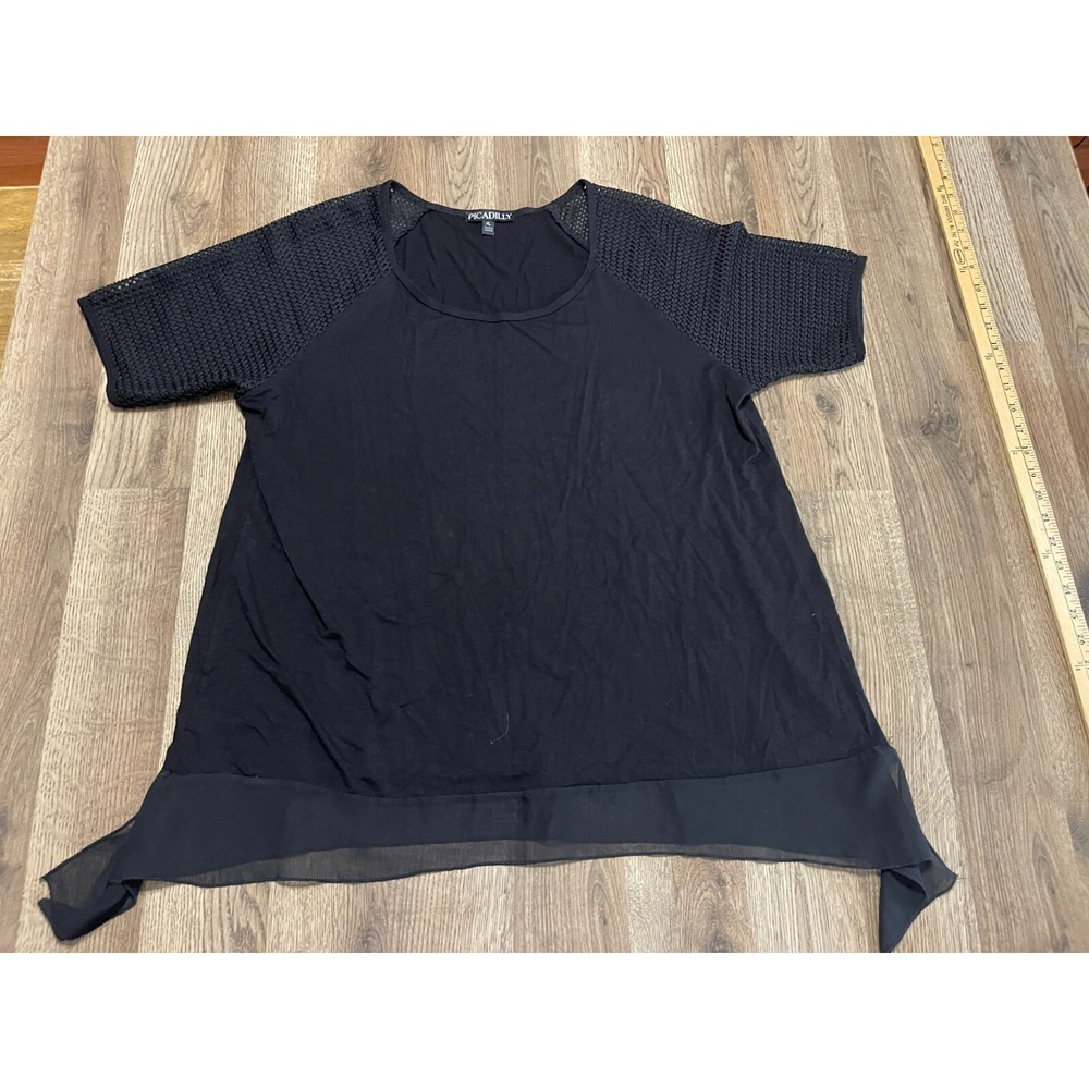 Picadilly Shirt, Women's Size XL, Black, Sleeves Details, Short Sleeve